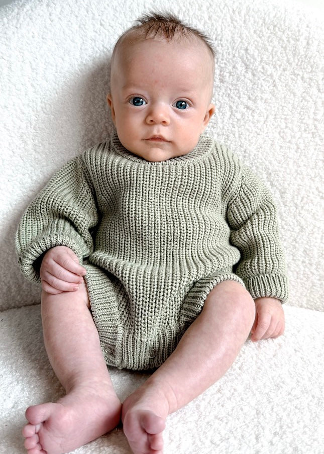 Knit Romper - Olive