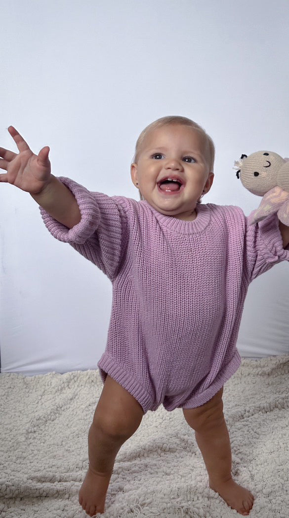 Blair Knit Romper - Lilac